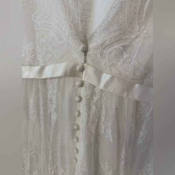 NWT Plus Size Wedding Dress White Lace Boho Cap Sleeve Size 18W Empire Waist - Picture 5 of 15